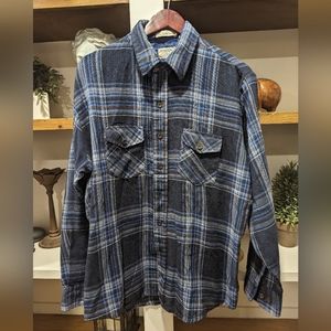 Vintage 80s Oakton Ltd. Blue Plaid Button Up Shirt Size XL